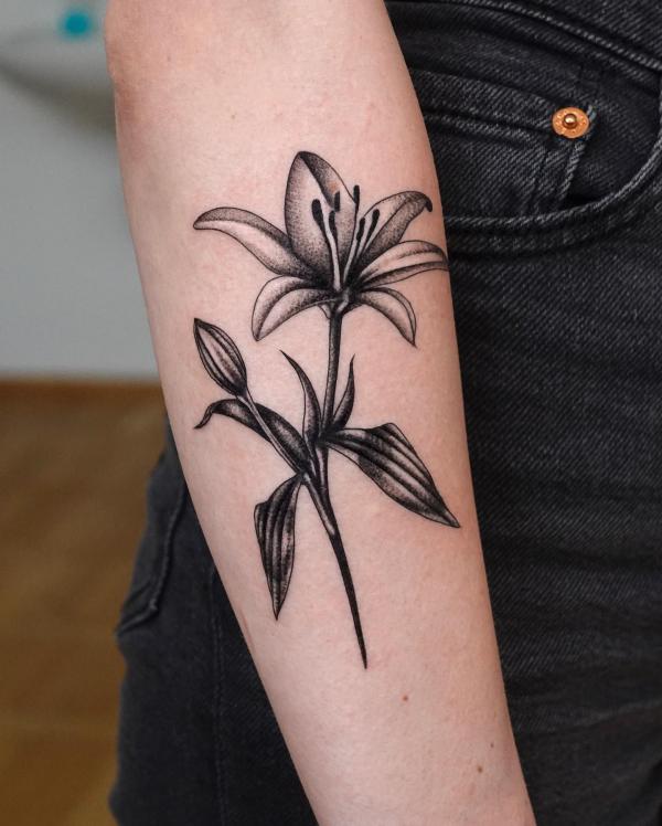 A stem of lily dotwork