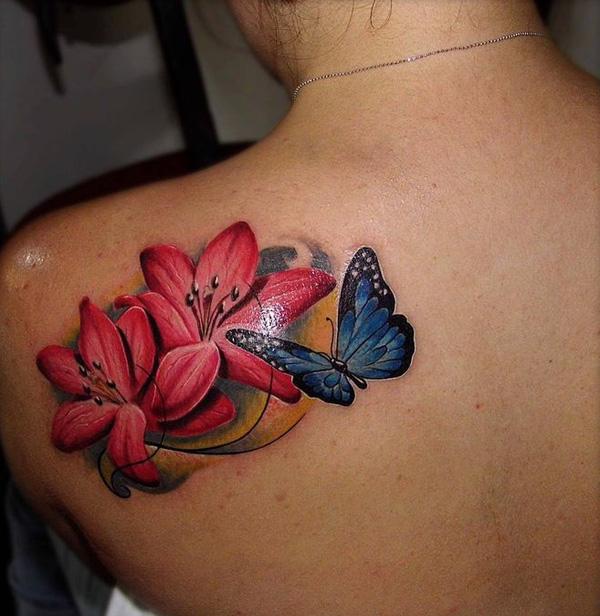 Lily Flower Colour Tattoo  Louis Santos Tattoo