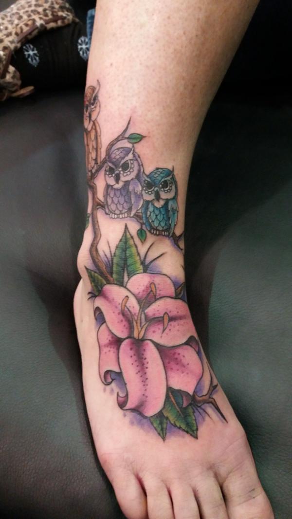 lily and owl tattoo