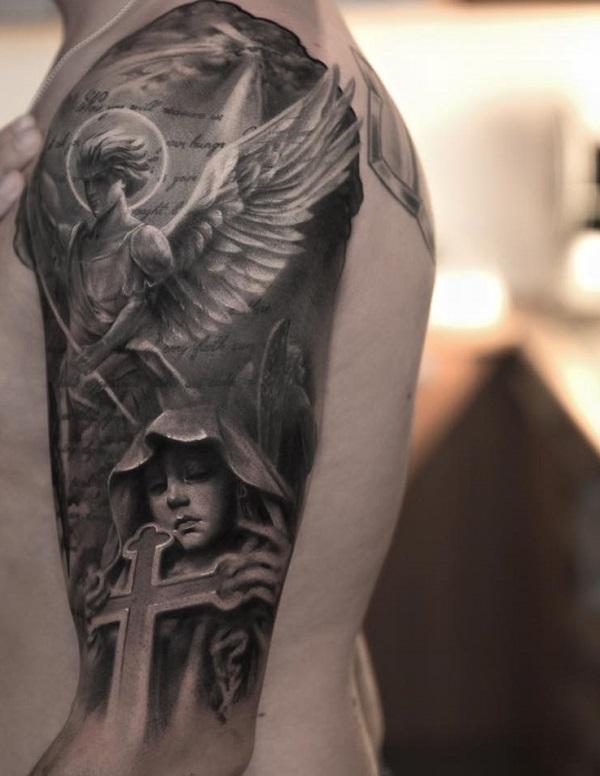 Big God Warrior Temporary Tattoos For Men Women Full Sleeve Death Skull  Tattoo Sticker Fake Black Owl Skeleton Devil Tatoos Arm  AliExpress