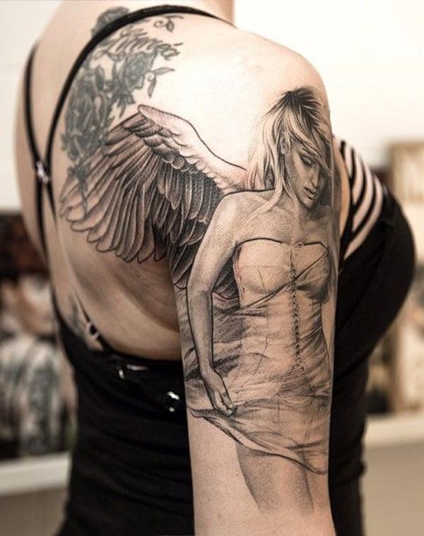 25 Beautiful Angel Tattoos for Girls