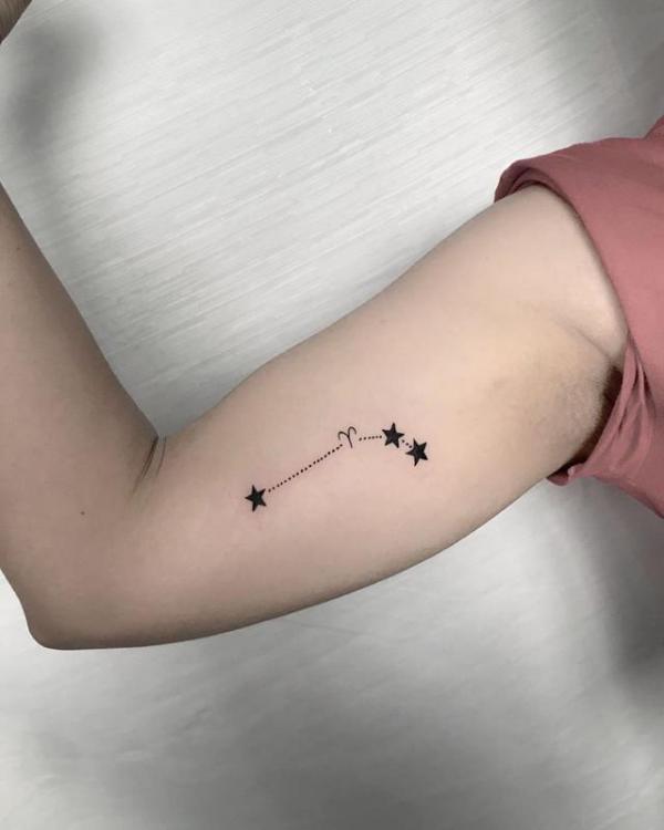 Aries constellation tattoo with stars