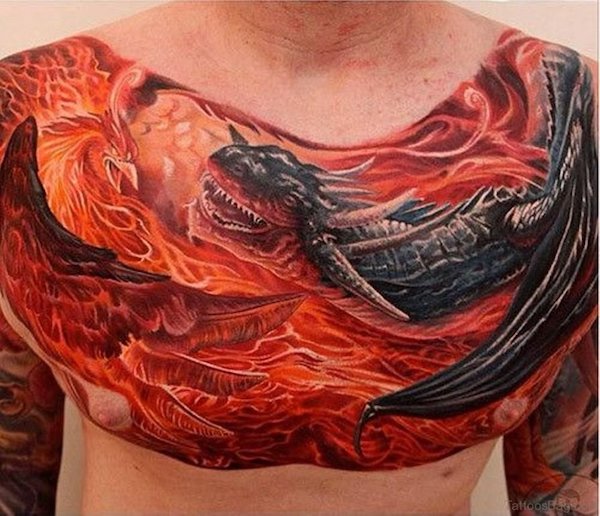 Dragon and pheonix tattoo