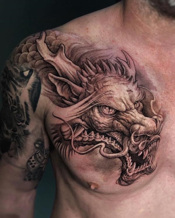 Discover more than 82 realistic dragon head tattoo best - in.cdgdbentre