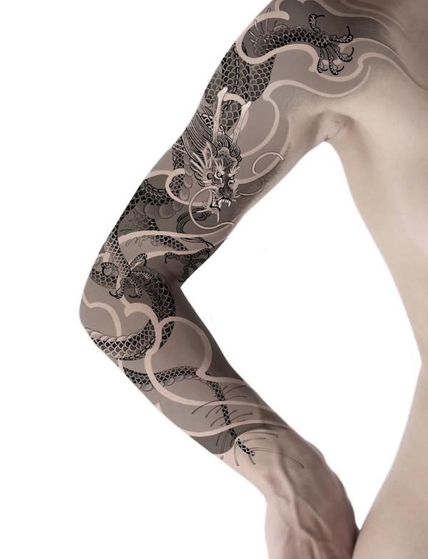 Elegant dragon tattoo sleeve for women