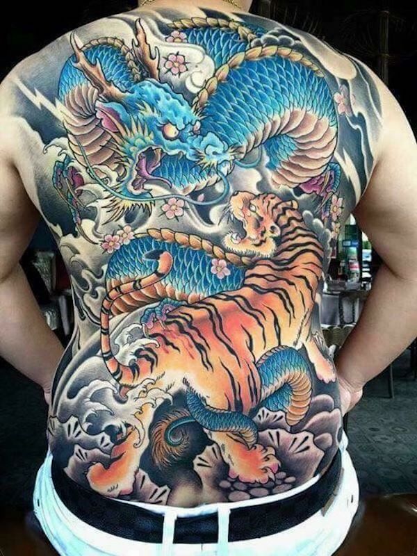 Japanese Tiger and dragon tattoo