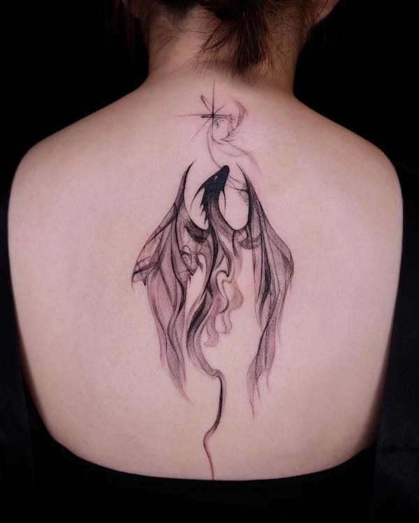 Spine tattoos dragon