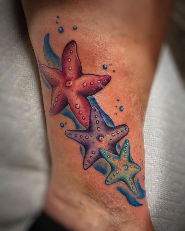 Watercolor Trio Starfish Tattoo