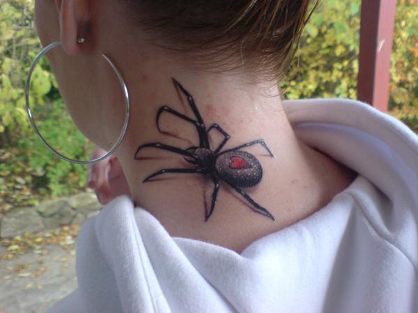 Fantastic Black Widow Spider Tattoo On Wrist