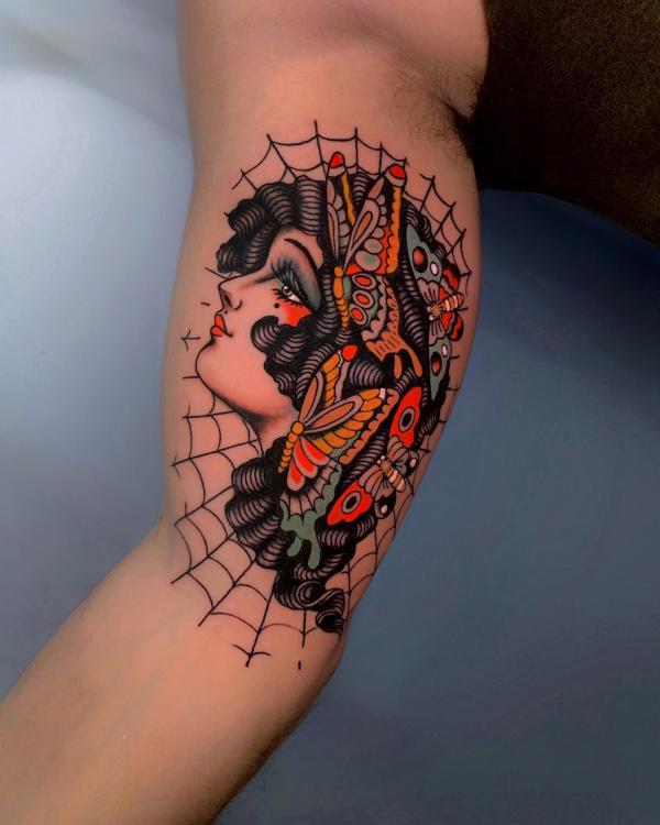 Traditional Ladyhead Tattoos - Cloak and Dagger Tattoo London