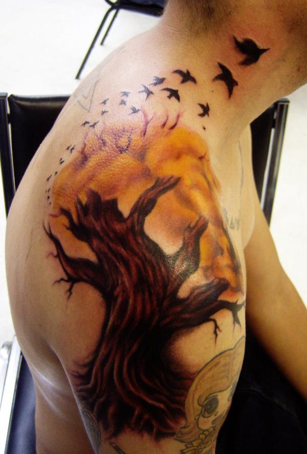 Tattoo uploaded by Tonys Tattoos  Black and grey tree and moon  tonystattoos tonytatu tonystattoosnewyork westburytattoos  longislandtattoo armtattoo arm blackandgreytattoo blackandgrey  treetattoo birdtattoo moontattoo tree birds moon 