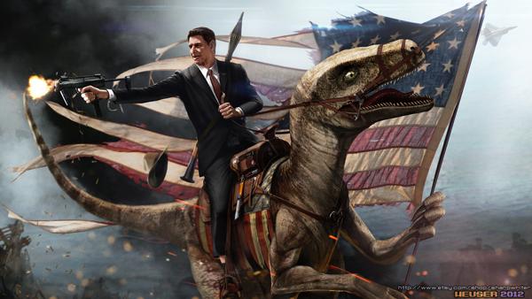 ronald_reagan_riding_a_velociraptor_by_sharpwriter