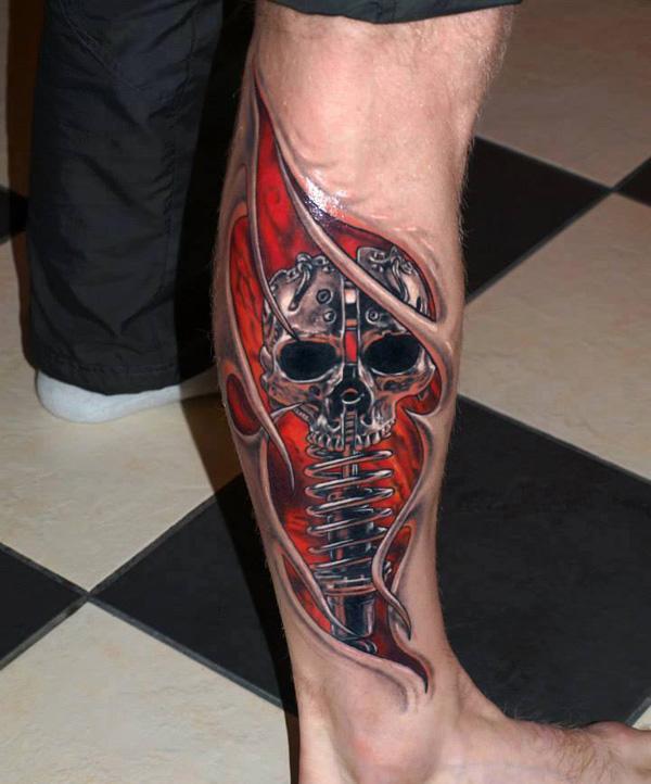 3D geometric pattern tattoo on the leg  Tattoogridnet