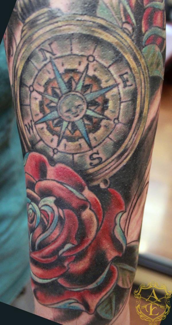 100 Awesome Compass Tattoo Designs | Art and Design