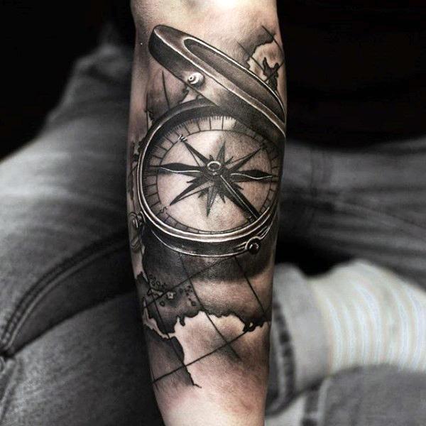 100 Awesome Compass Tattoo Designs | Art and Design