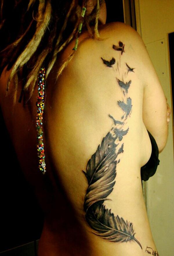 Yellow feather tattoo - Tattoogrid.net