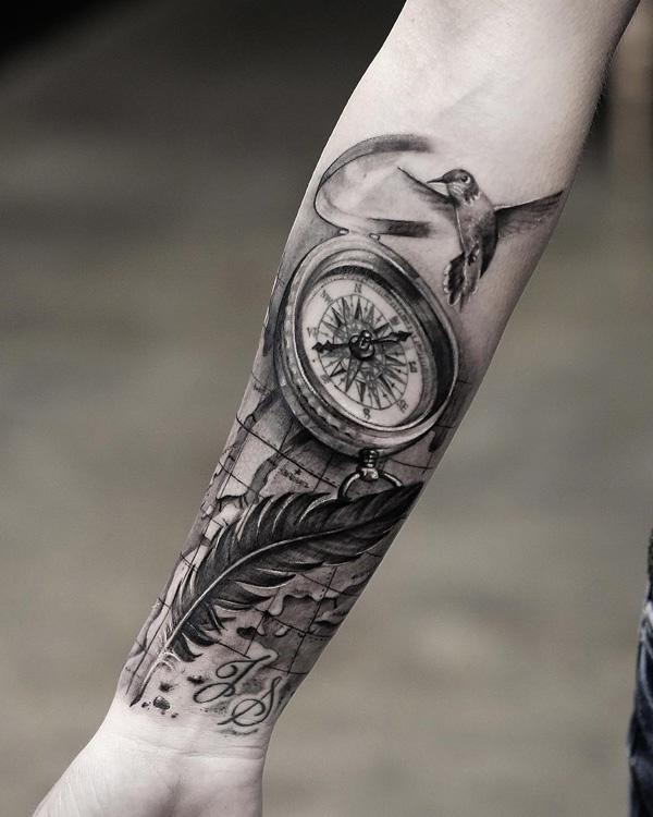 49+ Compass And Quill Tattoo Images