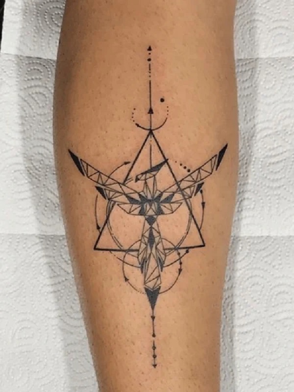 Geometric phoenix constellation tattoo