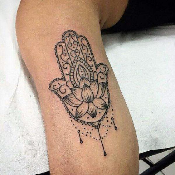 Lotus hamsa tattoo