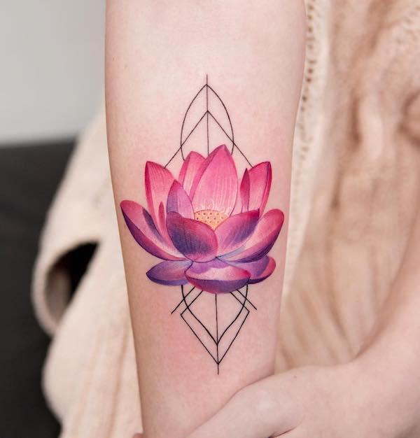 geometric lotus tattoo
