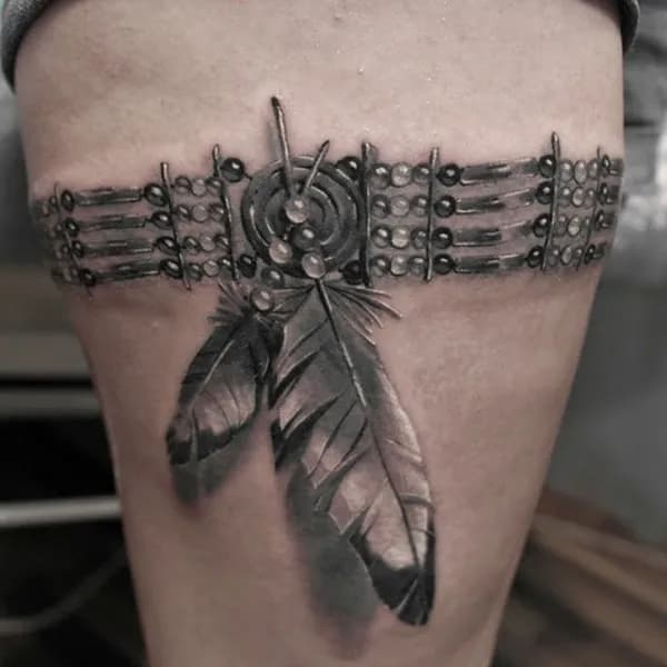 Thigh Tattoo with Realistic 3D Crystal Beads Garter