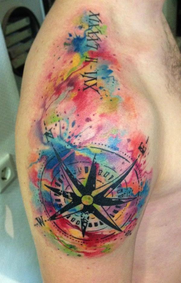 Details 163+ compass tattoo colored