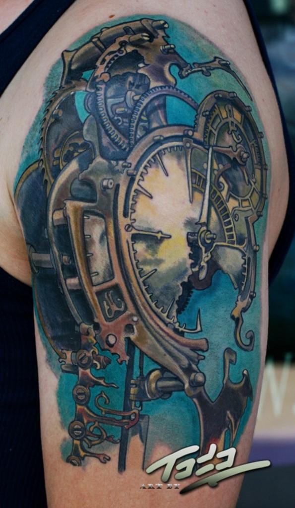 Mystic Eye Tattoo : Tattoos : Yarda : Realistic Clock and Gears in Black  and Gray