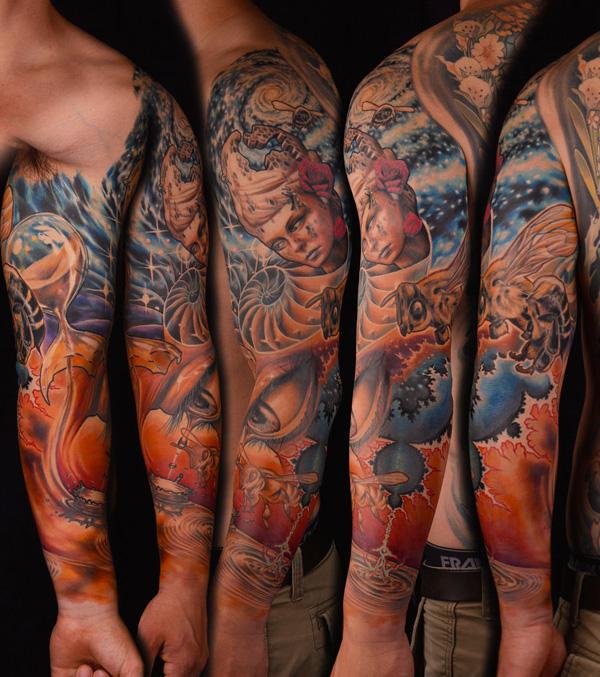 Human Canvas Tattoo  Tattoos  Color  Hawaiian Sleeve