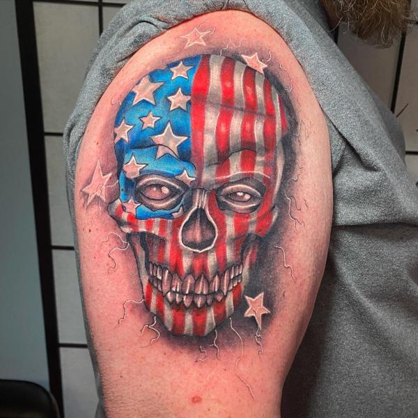 American flag skull tattoo