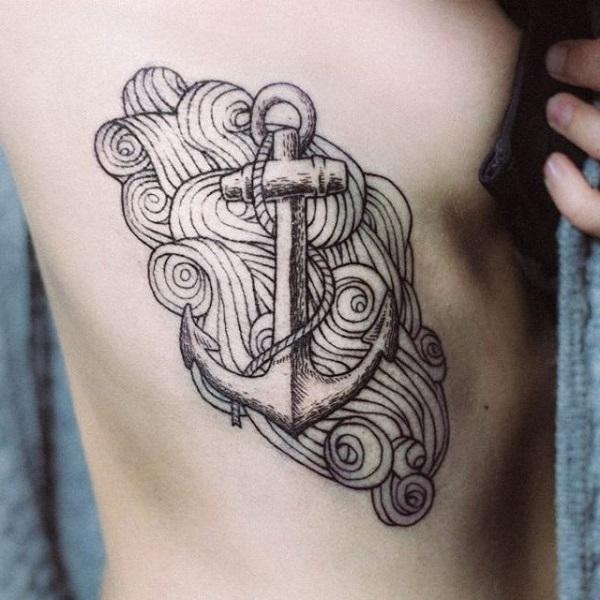Anchor in swirls of waves