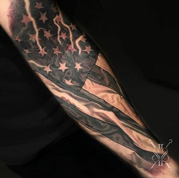 spartan helmet american flag tattoo