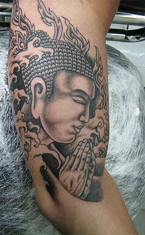 Buddhist praying hands tattoo