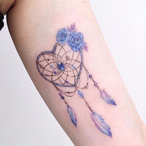 Heart dream catcher tattoo