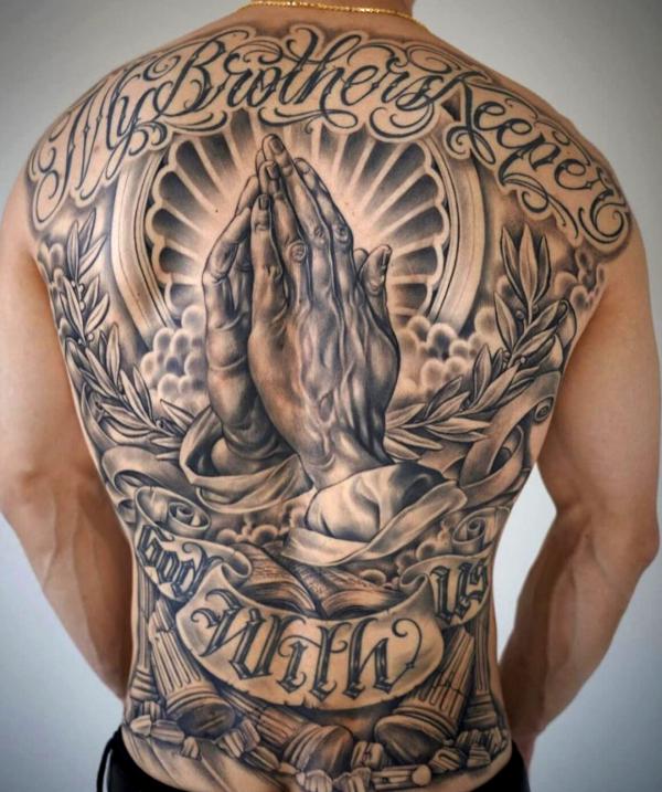 My brothers keeper Praying hands tattoo