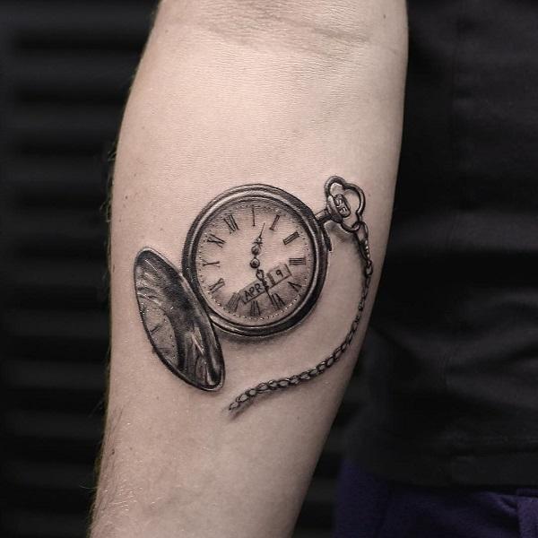 Pocket-watch and letter A on chain tattoo | Miguel Angel Cus… | Flickr