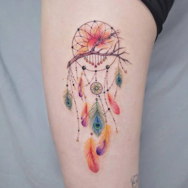 Sun dream catcher tattoo