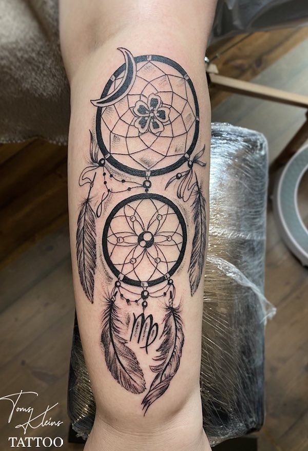 dreamcather and vigo zodiac sign tattoo dreamcather and vigo zodiac sign tattoo