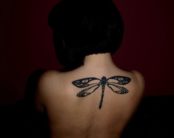 dragonfly tattoo Stylish dragonfly tattoo on back