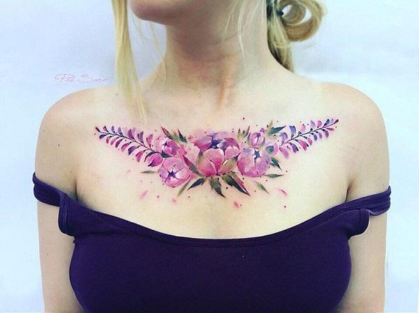 Floral Chest Tattoo  Best Tattoo Ideas For Men  Women