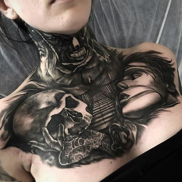 Female Chest Piece Tattoo Ideas  Full chest tattoos, Chest tattoos for  women, Tattoos for women