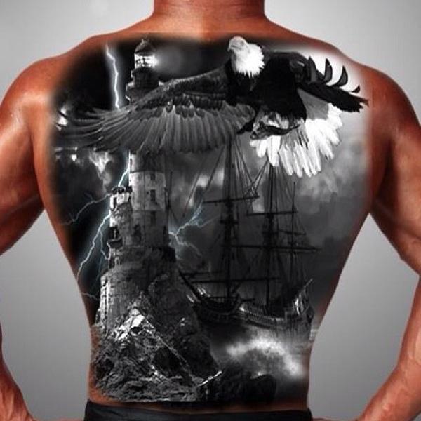 Realistic Samurai Tattoo On Back Body