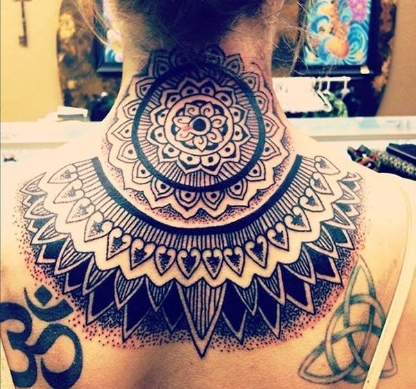 tattoo on the back Mandala Shawl Tattoo on the back of the neck