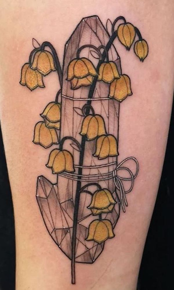 Cool diamond and Lily of the valley tattoo
