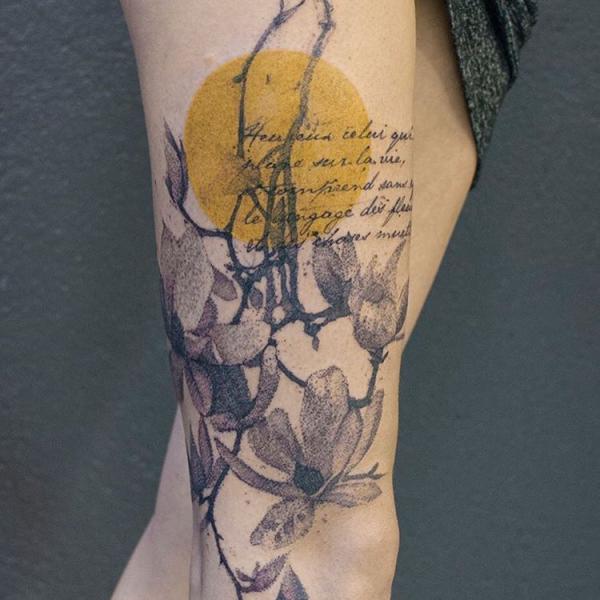 Orchid dotwork with quotes under the moon