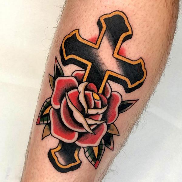 Traditional cool rose with cross