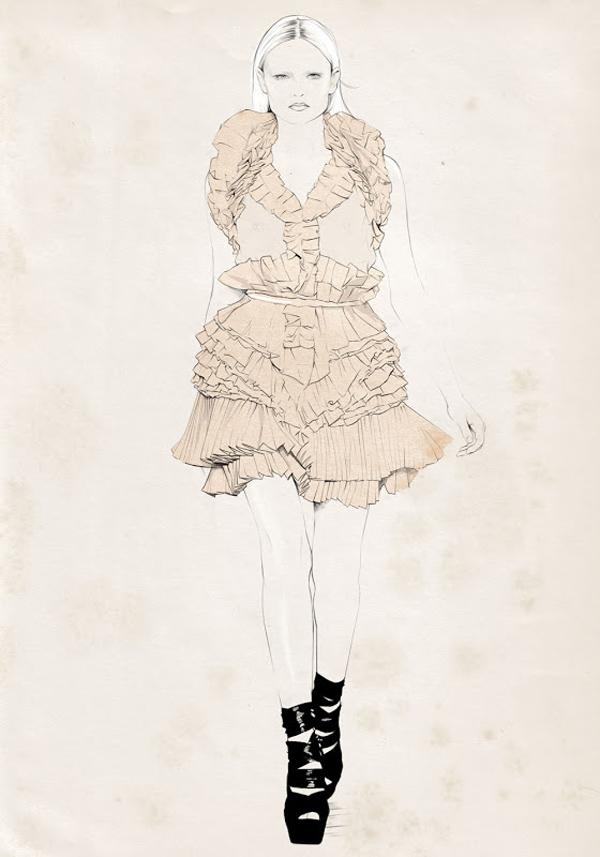2 fashion sketches by Karolyn Adrieu