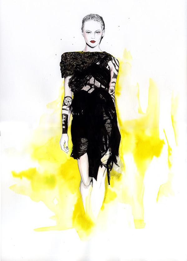 3 fashion sketches by Karolyn Adrieu