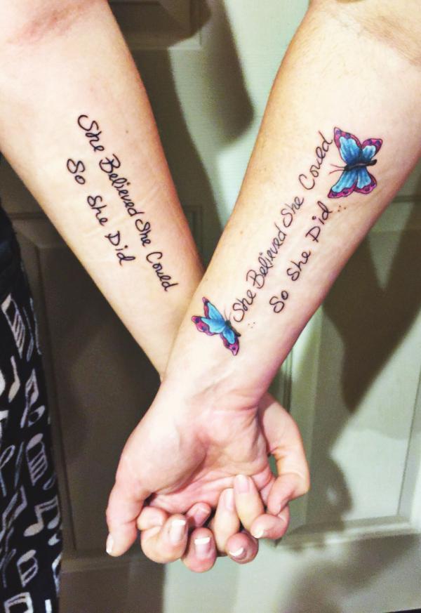 Butterfly tattoo with the quote she believed she could so she did