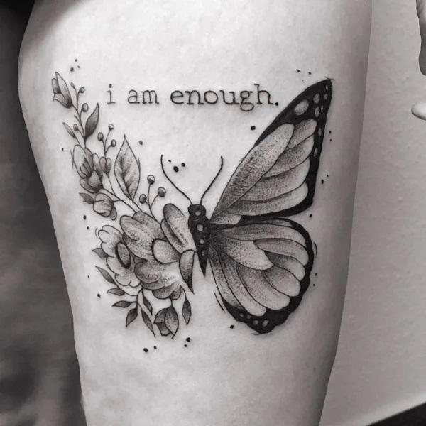 I am enough tattoo with butterfly