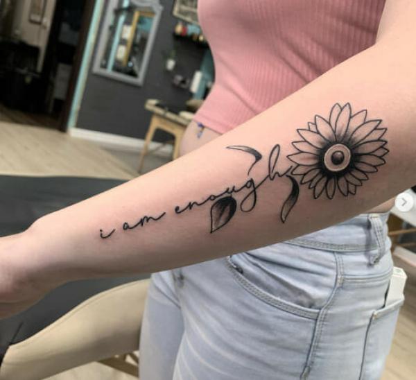 I am enough tattoo with flower